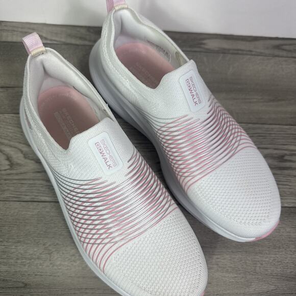 Sketchers Sally Go Walk Max Walker Slip On Shoes White Pink sz 6.5 - Picture 3 of 14